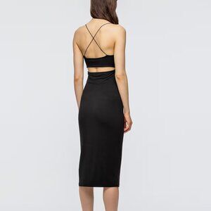 Alexander Wang Strappy Cami Tank Dress Black Back Cutout Bodycon Size S